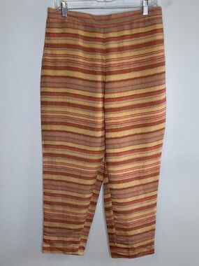 Libas Women’s Ethnic Silk Blend Striped Crop Pants Size M/L